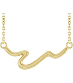 88665 Necklace 14K Yellow 23.1 X 8.9 Mm 16 In Polished Freeform Bar Necklace