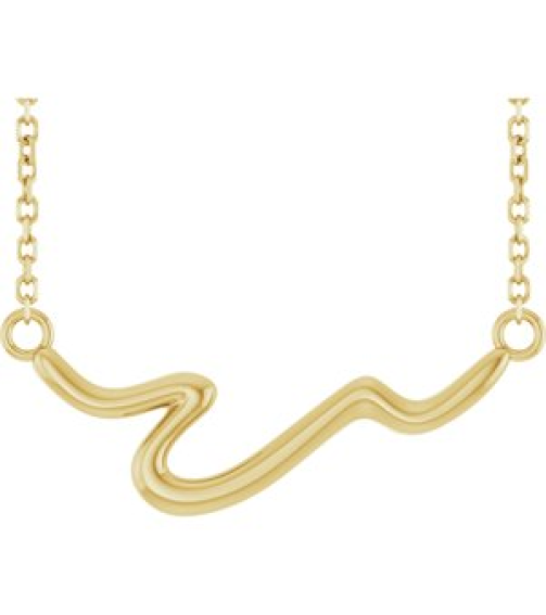 88665 Necklace 14K Yellow 23.1 X 8.9 Mm 16 In Polished Freeform Bar Necklace