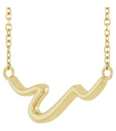 88665 Necklace 14K Yellow 23.1 X 8.9 Mm 16 In Polished Freeform Bar Necklace