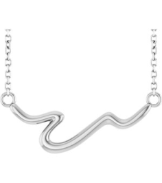 88665 Necklace Platinum 23.1 X 8.9 Mm 16 In Polished Freeform Bar Necklace