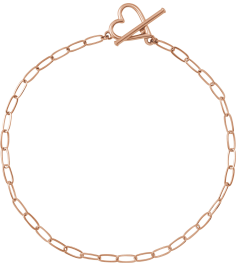 Brc944 Bracelet 14K Rose 6 In Polished Paperclip-Style Chain Heart Toggle Bracelet