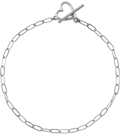 Brc944 Bracelet 14K White 6 In Polished Paperclip-Style Chain Heart Toggle Bracelet