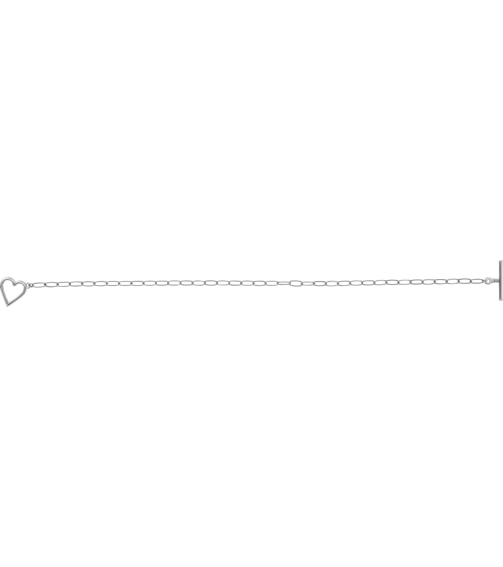 Brc944 Bracelet 14K White 6 In Polished Paperclip-Style Chain Heart Toggle Bracelet