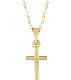 R41279 Necklace 18K Yellow Gold-Plated Sterling Silver 15.23 X 7.38 Mm 18 In Polished Cross Necklace