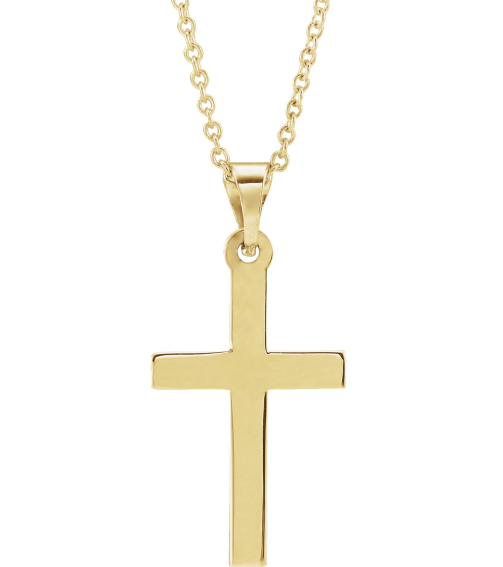R41279 Necklace 18K Yellow Gold-Plated Sterling Silver 15.23 X 7.38 Mm 18 In Polished Cross Necklace