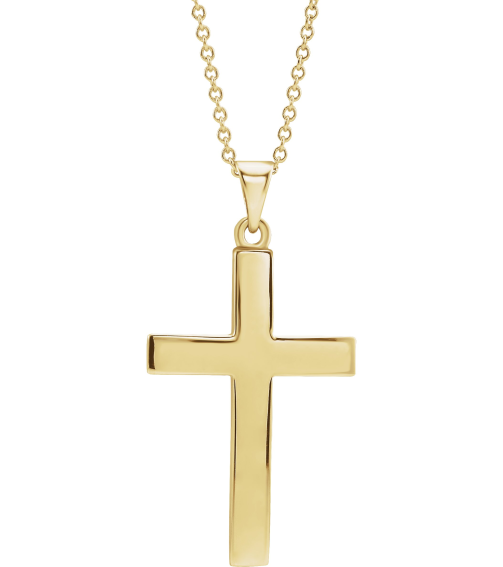 R41279 Necklace 18K Yellow Gold-Plated Sterling Silver 30.2 X 15.9 Mm 18 In Polished Cross Necklace