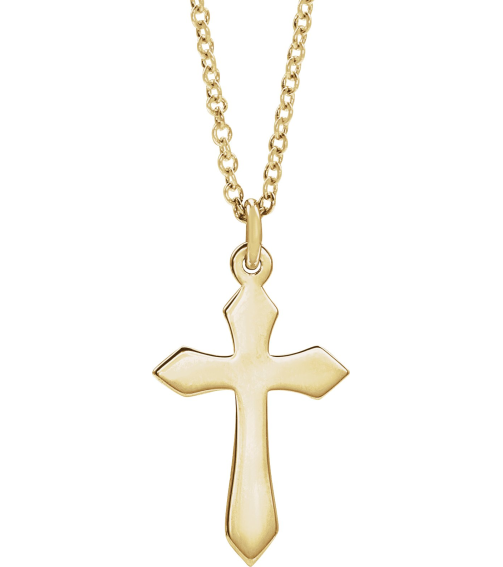 R41293 Necklace 18K Yellow Gold-Plated Sterling Silver 10 X 6 Mm 18 In Polished Cross Necklace