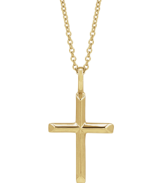 R50005 Necklace 18K Yellow Gold-Plated Sterling Silver 23 X 13 Mm 16-18 In Polished Knife Edge Cross Necklace