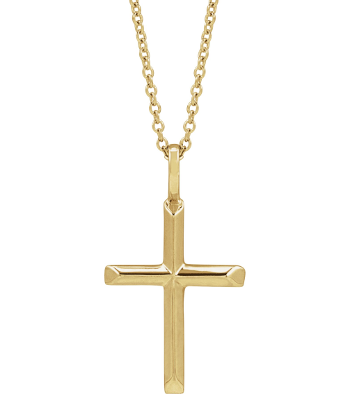 R50005 Necklace 18K Yellow Gold-Plated Sterling Silver 23 X 13 Mm 16-18 In Polished Knife Edge Cross Necklace