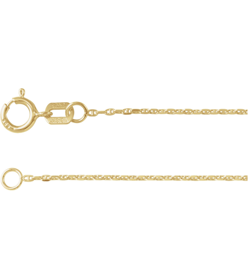 Ch1251 14K Yellow Anchor 1 Mm 16 In Spring Ring Diamond-Cut Diamond-Cut Anchor Chain
