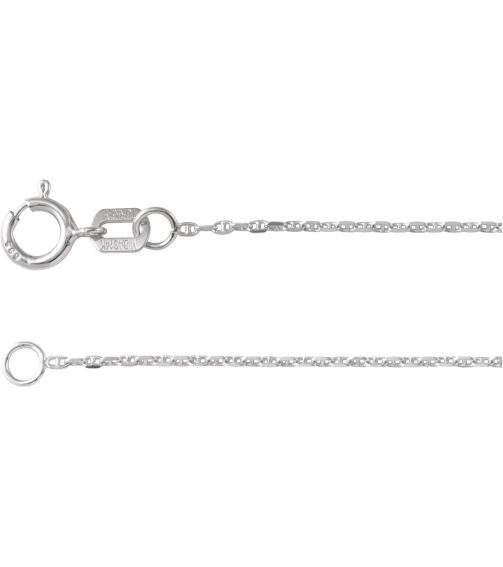 Ch1251 14K White Anchor 1 Mm 18 In Spring Ring Diamond-Cut Diamond-Cut Anchor Chain