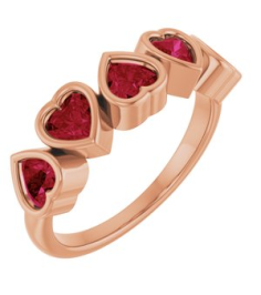 72427 Ring Set 14K Rose Natural Mozambique Garnet Heart 4 X 4 Mm Polished Natural Mozambique Garnet Bezel Set Ring