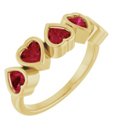 72427 Ring Set 14K Yellow Natural Mozambique Garnet Heart 4 X 4 Mm Polished Natural Mozambique Garnet Bezel Set Ring