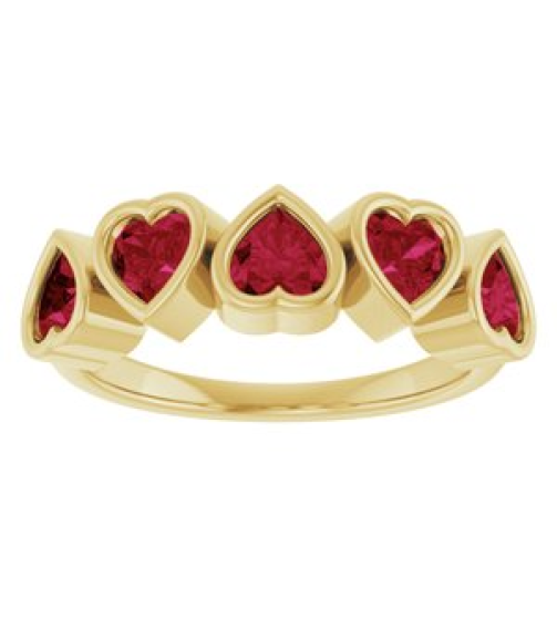72427 Ring Set 14K Yellow Natural Mozambique Garnet Heart 4 X 4 Mm Polished Natural Mozambique Garnet Bezel Set Ring