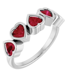 72427 Ring Set Sterling Silver Natural Mozambique Garnet Heart 4 X 4 Mm Polished Natural Mozambique Garnet Bezel Set Ring