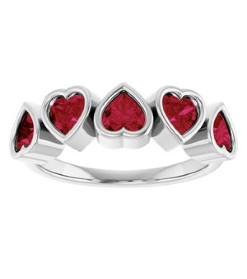 72427 Ring Set Sterling Silver Natural Mozambique Garnet Heart 4 X 4 Mm Polished Natural Mozambique Garnet Bezel Set Ring