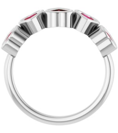 72427 Ring Set Sterling Silver Natural Mozambique Garnet Heart 4 X 4 Mm Polished Natural Mozambique Garnet Bezel Set Ring