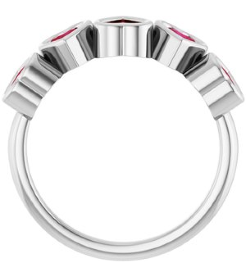 72427 Ring Set Sterling Silver Natural Mozambique Garnet Heart 4 X 4 Mm Polished Natural Mozambique Garnet Bezel Set Ring