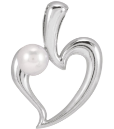 88670 Pendant Set Sterling Silver Pearl Cultured Akoya Pearl 4 Mm Polished Freeform Heart Pendant