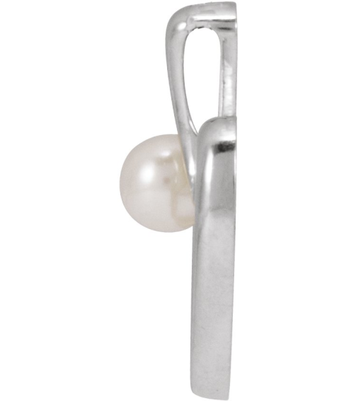 88670 Pendant Set Sterling Silver Pearl Cultured Akoya Pearl 4 Mm Polished Freeform Heart Pendant