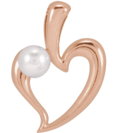 88670 Pendant Set 14K Rose Pearl Cultured Akoya Pearl 4 Mm Polished Freeform Heart Pendant