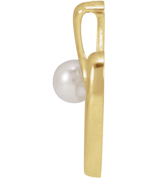 88670 Pendant Set 14K Yellow Pearl Cultured Akoya Pearl 4 Mm Polished Freeform Heart Pendant