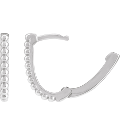 88715 Earring Platinum 15 X 11.3 Mm 1.6 Mm Each Hinged Polished Beaded Elongated Hoop Earring