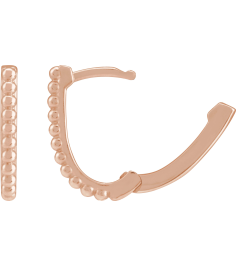 88715 Earring 14K Rose 10.6 X 10.25 Mm 1.6 Mm Each Hinged Polished Beaded Elongated Hoop Earring