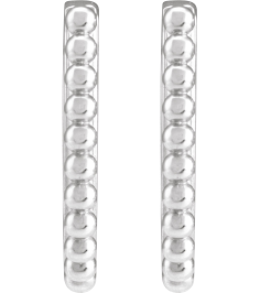 88715 Earring 14K White 10.6 X 10.25 Mm 1.6 Mm Pair Hinged Polished Beaded Elongated Hoop Earrings