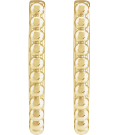 88715 Earring 14K Yellow 10.6 X 10.25 Mm 1.6 Mm Pair Hinged Polished Beaded Elongated Hoop Earrings