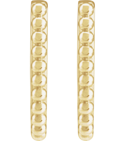 88715 Earring 14K Yellow 10.6 X 10.25 Mm 1.6 Mm Pair Hinged Polished Beaded Elongated Hoop Earrings
