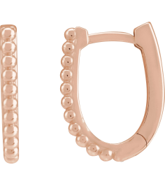 88715 Earring 14K Rose 10.6 X 10.25 Mm 1.6 Mm Pair Hinged Polished Beaded Elongated Hoop Earrings