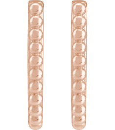 88715 Earring 14K Rose 10.6 X 10.25 Mm 1.6 Mm Pair Hinged Polished Beaded Elongated Hoop Earrings