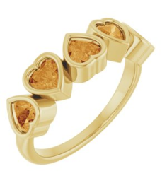 72427 Ring Set 14K Yellow Natural Citrine Heart 4 X 4 Mm Polished Natural Citrine Bezel Set Ring