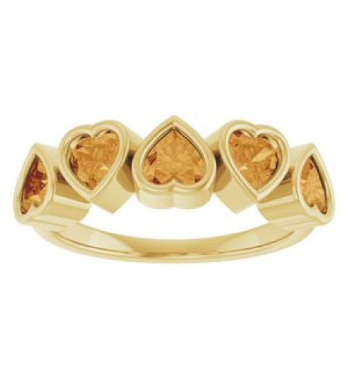 72427 Ring Set 14K Yellow Natural Citrine Heart 4 X 4 Mm Polished Natural Citrine Bezel Set Ring