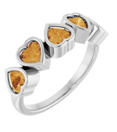 72427 Ring Set 14K White Natural Citrine Heart 4 X 4 Mm Polished Natural Citrine Bezel Set Ring