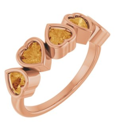 72427 Ring Set 14K Rose Natural Citrine Heart 4 X 4 Mm Polished Natural Citrine Bezel Set Ring