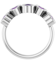 72427 Ring Set 14K White Natural Amethyst Heart 4 X 4 Mm Polished Natural Amethyst Bezel Set Ring
