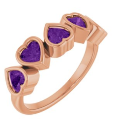 72427 Ring Set 14K Rose Natural Amethyst Heart 4 X 4 Mm Polished Natural Amethyst Bezel Set Ring