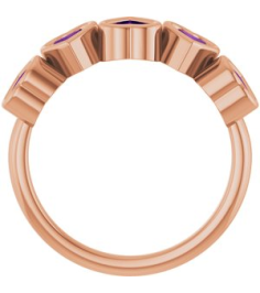 72427 Ring Set 14K Rose Natural Amethyst Heart 4 X 4 Mm Polished Natural Amethyst Bezel Set Ring