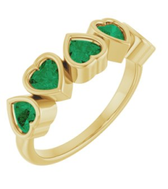 72427 Ring Set 14K Yellow Lab-Grown Emerald Heart 4 X 4 Mm Polished Lab-Grown Emerald Bezel Set Ring
