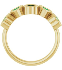 72427 Ring Set 14K Yellow Lab-Grown Emerald Heart 4 X 4 Mm Polished Lab-Grown Emerald Bezel Set Ring