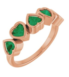 72427 Ring Set 14K Rose Lab-Grown Emerald Heart 4 X 4 Mm Polished Lab-Grown Emerald Bezel Set Ring