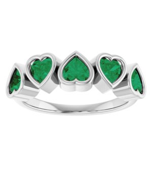72427 Ring Set Platinum Lab-Grown Emerald Heart 4 X 4 Mm Polished Lab-Grown Emerald Bezel Set Ring
