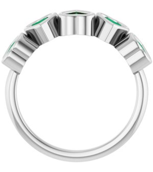 72427 Ring Set Platinum Lab-Grown Emerald Heart 4 X 4 Mm Polished Lab-Grown Emerald Bezel Set Ring