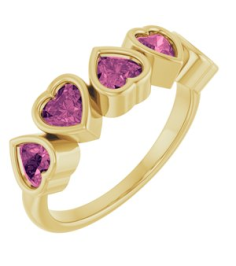 72427 Ring Set 14K Yellow Natural Pink Tourmaline Heart 4 X 4 Mm Polished Natural Pink Tourmaline Bezel Set Ring