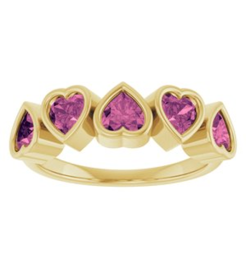 72427 Ring Set 14K Yellow Natural Pink Tourmaline Heart 4 X 4 Mm Polished Natural Pink Tourmaline Bezel Set Ring
