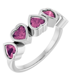 72427 Ring Set 14K White Natural Pink Tourmaline Heart 4 X 4 Mm Polished Natural Pink Tourmaline Bezel Set Ring