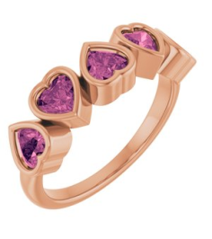 72427 Ring Set 14K Rose Natural Pink Tourmaline Heart 4 X 4 Mm Polished Natural Pink Tourmaline Bezel Set Ring