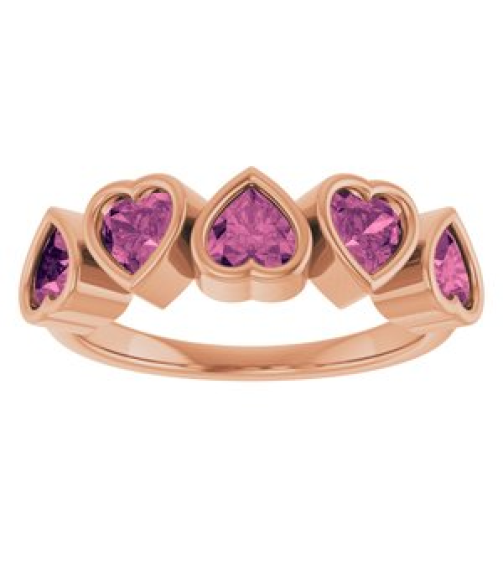 72427 Ring Set 14K Rose Natural Pink Tourmaline Heart 4 X 4 Mm Polished Natural Pink Tourmaline Bezel Set Ring